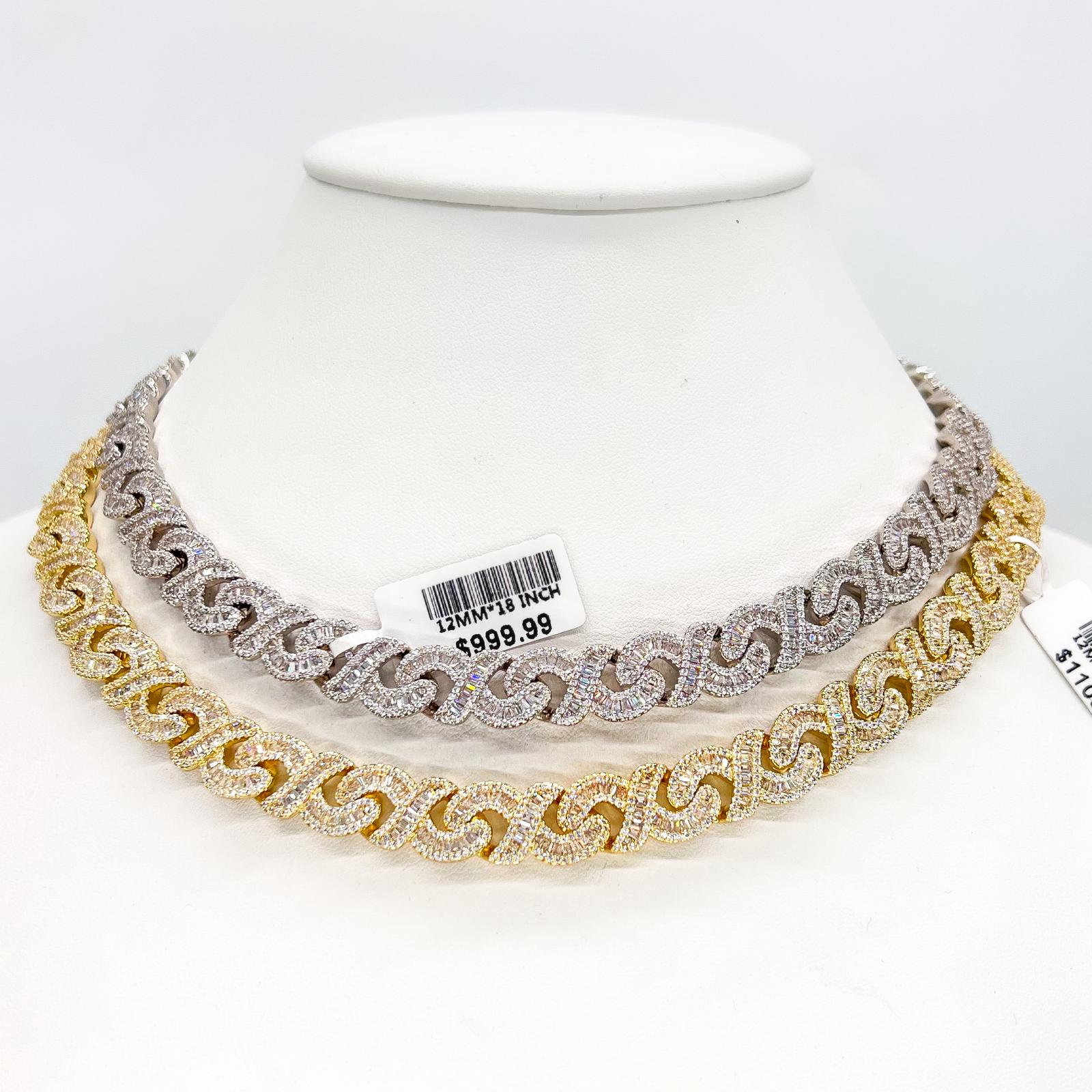 12mm CZ VVS Miami Cuban Link Chain Iced Choker Necklace 14k Gold Finish Out  ICY