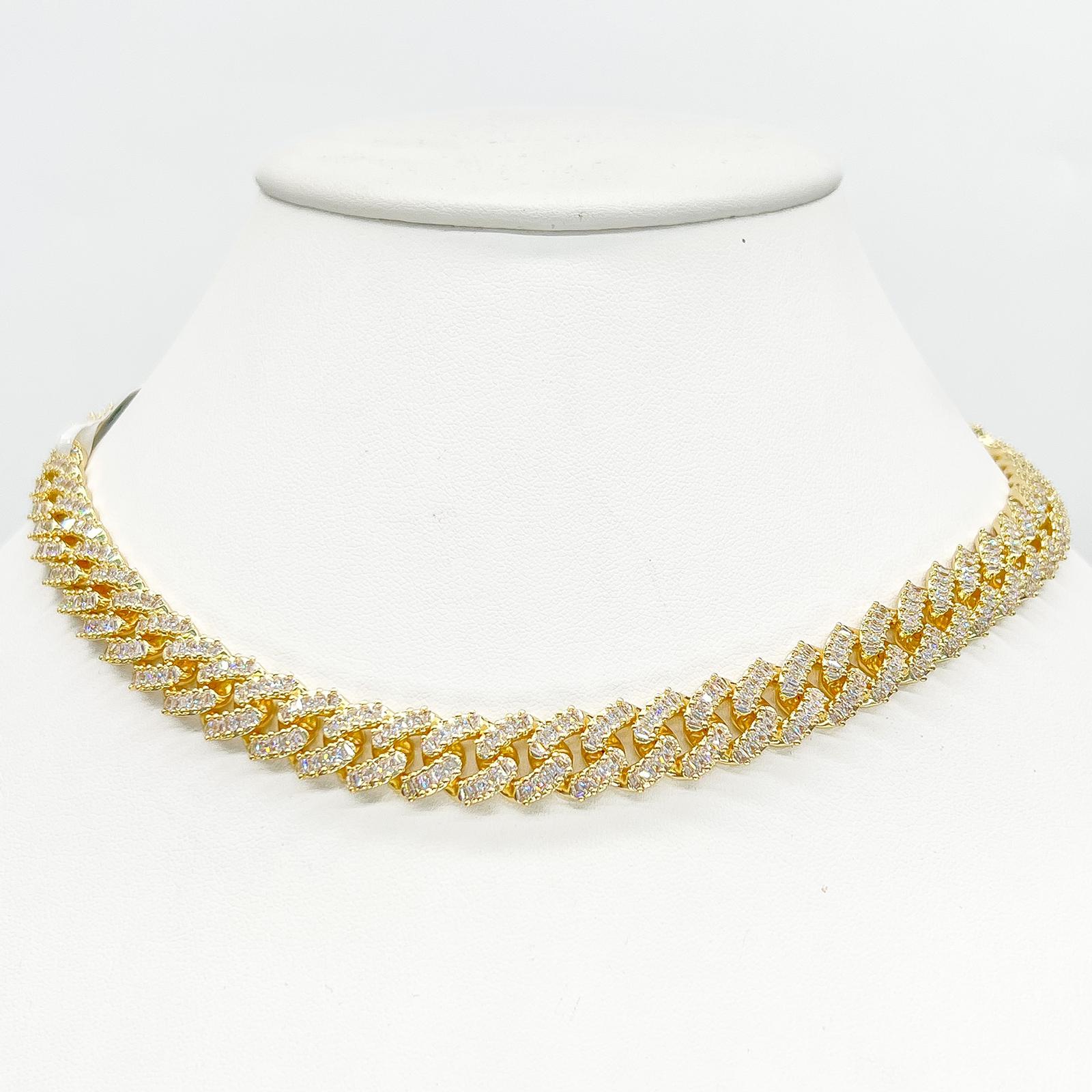 12mm CZ VVS Miami Cuban Link Chain Iced Choker Necklace 14k Gold Finish Out  ICY